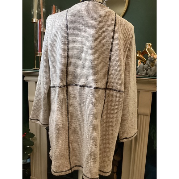 Ali Miles Textured Knit Jacket Cardigan Beige Large Button Front Women - Picture 3 of 5